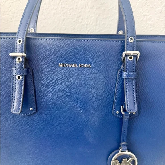 💙Michael Kors Leather Large Jet Set Tote Royal Blue with dust bag - Picture 2 of 14